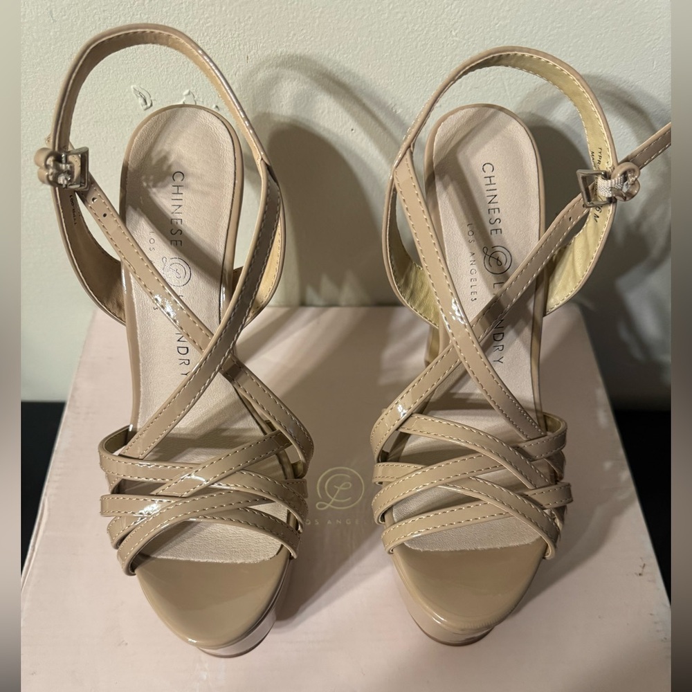 New Chinese Laundry Tan Strappy Stiletto Heels